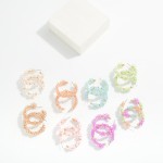 Wholesale beaded Flower Hoop Earrings D