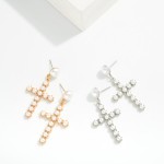 Wholesale pearl Beaded Cross Post Drop Earrings L