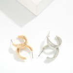 Wholesale textured Metal Intertwined Hoop Drop Earrings D