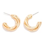 Wholesale layered Textured Twisted Metal Hoop Earrings D