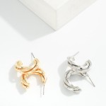 Wholesale layered Textured Twisted Metal Hoop Earrings D