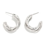 Wholesale layered Textured Twisted Metal Hoop Earrings D