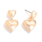 Wholesale linked Metal Puffy Heart Drop Earrings L