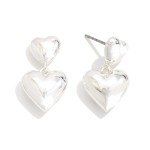 Wholesale linked Metal Puffy Heart Drop Earrings L