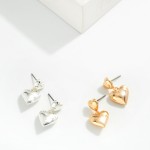 Wholesale linked Metal Puffy Heart Drop Earrings L