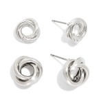 Wholesale set Two Knotted Metal Stud Earrings L L