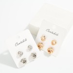 Wholesale set Two Knotted Metal Stud Earrings L L