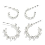 Wholesale set Two Metal Hoop Drop Earrings D