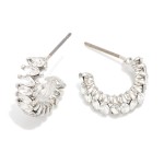 Wholesale oval Rhinestone Studded Hoop Earrings D