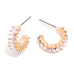 Wholesale oval Rhinestone Studded Hoop Earrings D