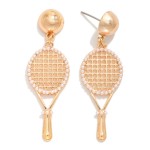 Wholesale tennis Racket Metal Ball Post Drop Earrings L