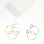 Wholesale metal Hoop Drop Earrings Resin Detail L