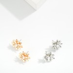 Wholesale metal Flower Post Drop Earring Pearls D