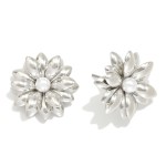 Wholesale metal Flower Post Drop Earring Pearls D