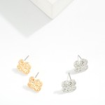 Wholesale metal Clover Stud Earring Leaf D
