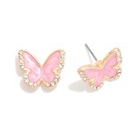 Wholesale enamel Rhinestone Butterfly Stud Earrings L