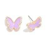 Wholesale enamel Rhinestone Butterfly Stud Earrings L