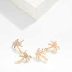 Wholesale studded Palm Tree Post Drop Earrings L