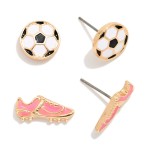 Wholesale set Two Enamel Soccer Stud Earrings L
