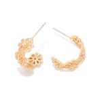 Wholesale metal Half Hoop Flower Drop Earring Rhinestones L
