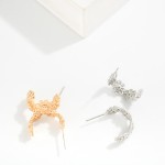 Wholesale metal Half Hoop Flower Drop Earring Rhinestones L