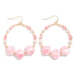 Wholesale metal Wire Hoop Earring Gold Tones Faceted Beads Pearls Porcelain Shel