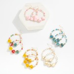 Wholesale metal Wire Hoop Earring Gold Tones Faceted Beads Pearls Porcelain Shel