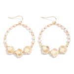 Wholesale metal Wire Hoop Earring Gold Tones Faceted Beads Pearls Porcelain Shel