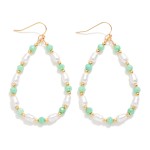 Wholesale faceted Beaded Teardrop Earrings Gold Tones Pearls L