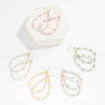 Wholesale faceted Beaded Teardrop Earrings Gold Tones Pearls L