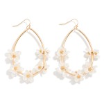 Wholesale metal Teardrop Drop Earrings Pearl Flower Details L