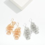 Wholesale linked Metal Flower Petal Tassel Drop Earrings L