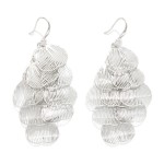 Wholesale linked Metal Flower Petal Tassel Drop Earrings L