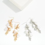 Wholesale linked Metal Beach Charms Pearl Tassel Drop Earring L