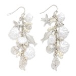 Wholesale linked Metal Beach Charms Pearl Tassel Drop Earring L