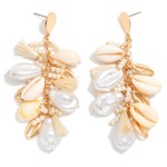 Wholesale metal Chain Link Drop Earring Beach Charms Pearls Metal Tones L