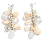 Wholesale metal Chain Link Drop Earring Beach Charms Pearls Metal Tones L
