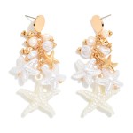 Wholesale metal Chain Link Drop Earring Beach Charms Pearls Metal Tones L