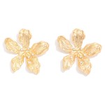 Wholesale textured Metal Flower Post Drop Earrings L