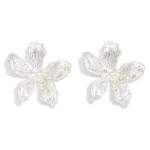 Wholesale textured Metal Flower Post Drop Earrings L