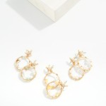 Wholesale linked Rhinestone Starfish Pearl Beaded Hoop Post Drop Earrings L