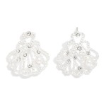 Wholesale metal Hollow Shell Drop Earrings Pearl Rhinestone Details L