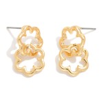 Wholesale linked Metal Flowers Post Drop Earrings L