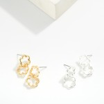 Wholesale linked Metal Flowers Post Drop Earrings L