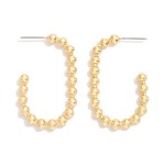 Wholesale metal Beaded Rectangular Hoop Earrings L