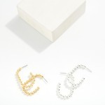 Wholesale metal Beaded Rectangular Hoop Earrings L