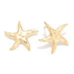 Wholesale hammered Metal Starfish Stud Earrings L