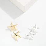 Wholesale hammered Metal Starfish Stud Earrings L