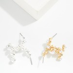 Wholesale metal Half Hoop Drop Earring Pearl Metal Ball Studded Details L