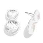 Wholesale layered Textured Metal Circle Post Drop Earrings L